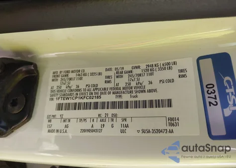 2019 Ford F-150 Xl from USA, damaged, VIN 1FTEW1CP1KFC02185